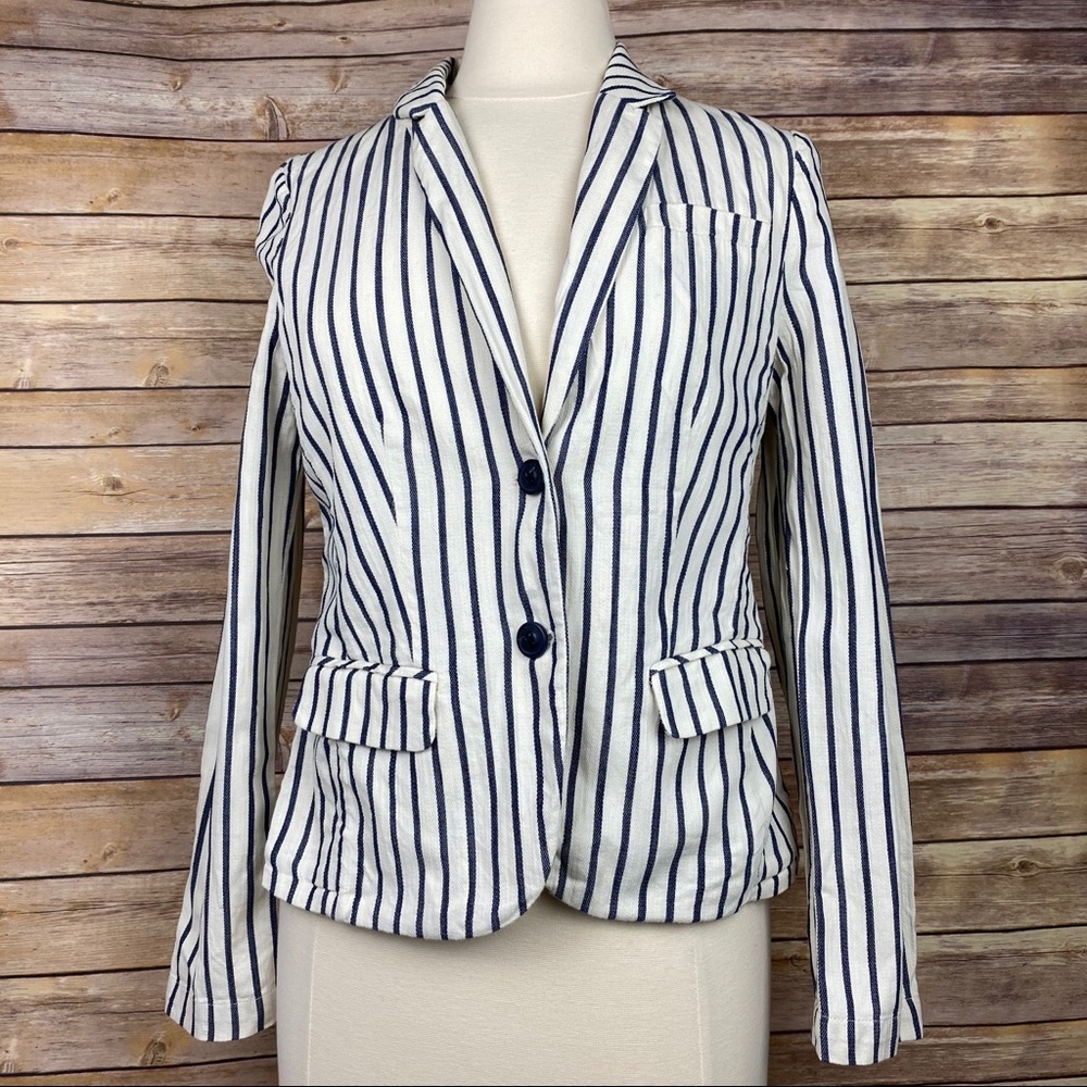 OPUS Juris Wide Stripe Blue/Cream Blazer, Sz 12
